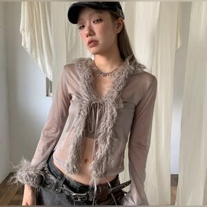 NWOT-Gorgeous see through furry top perfect for a night out